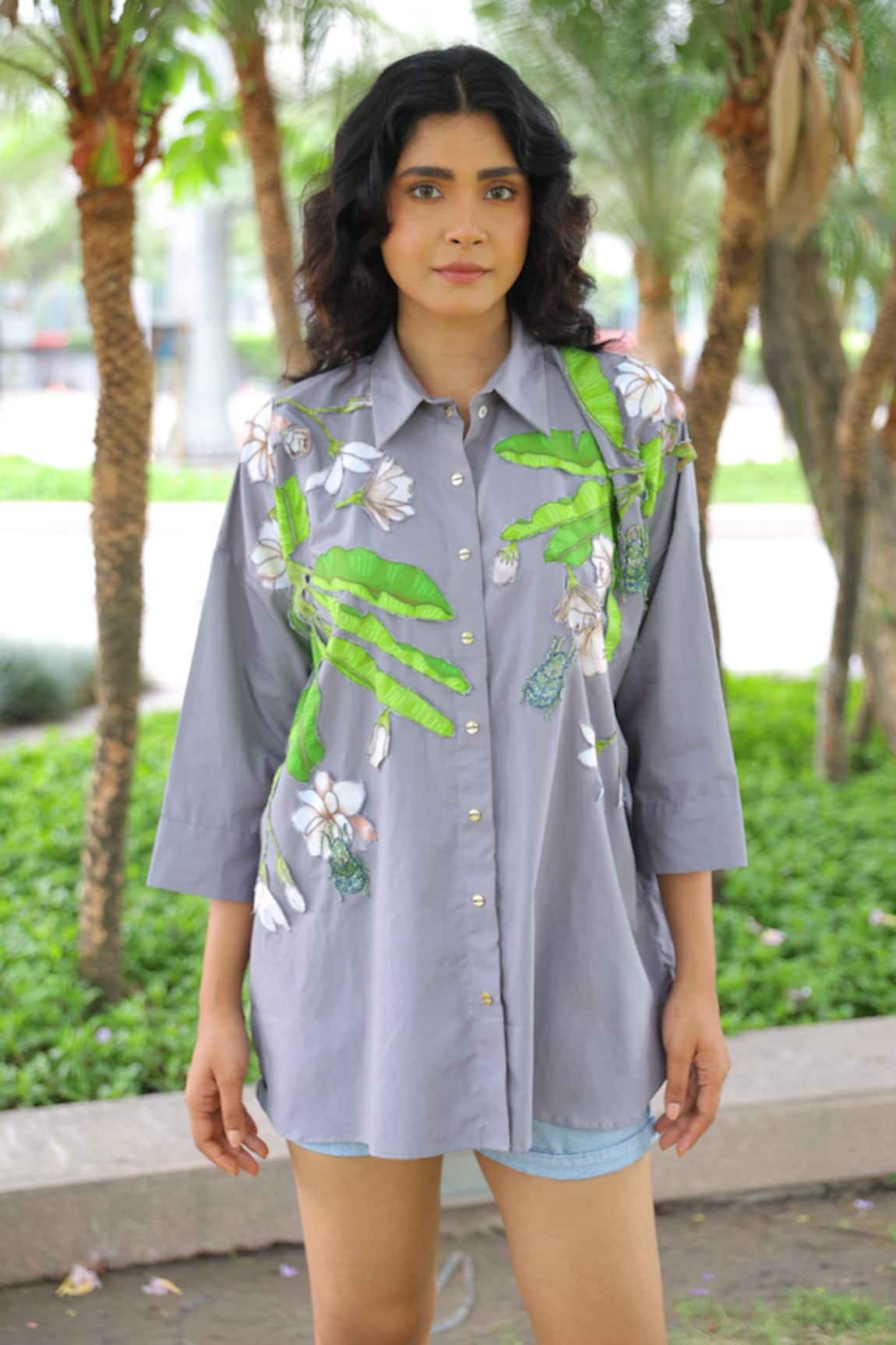 Studio Moda India Designer Jasmine Applique Shirt 