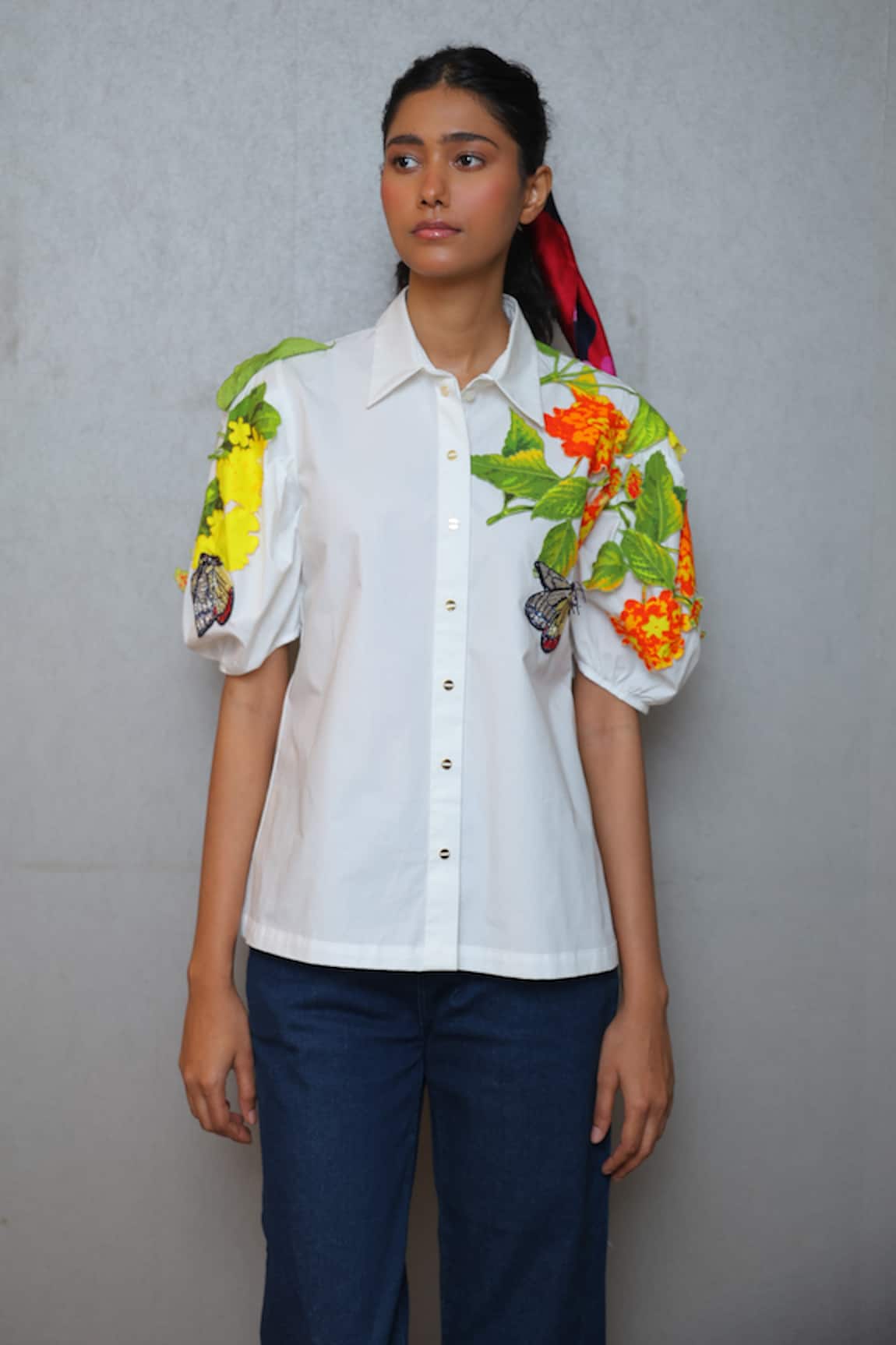 Studio Moda India Lanthana Applique Print Shirt 