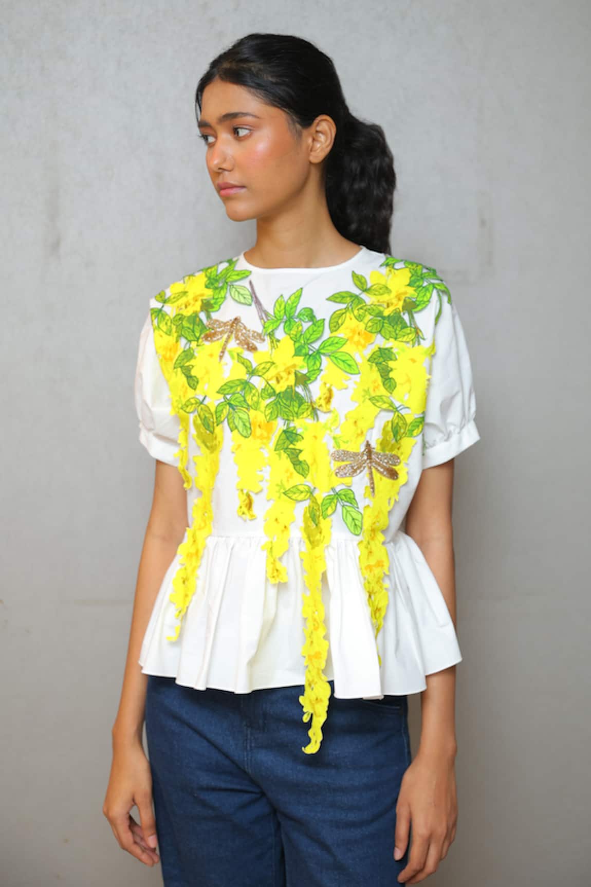 Studio Moda India White KANIKONNA Applique Top 