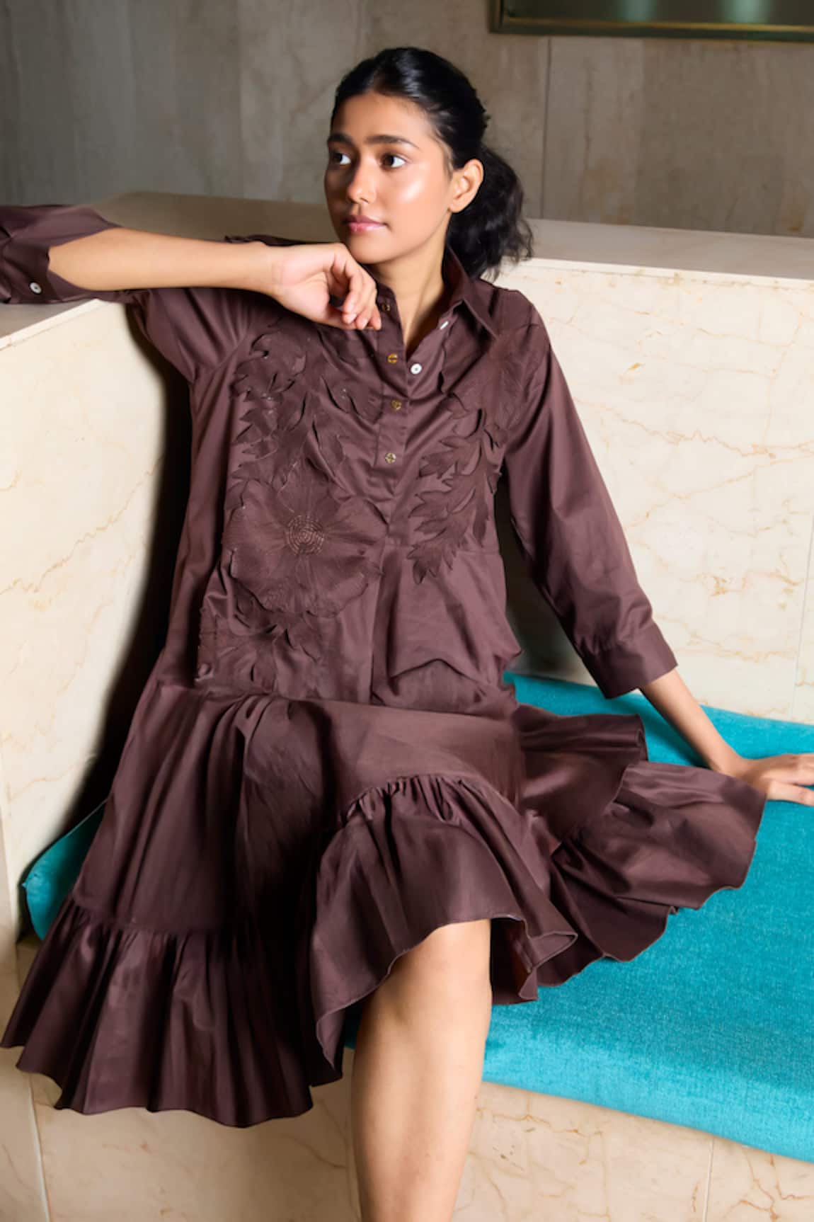 Studio Moda India Poppy Applique Flare Dress 