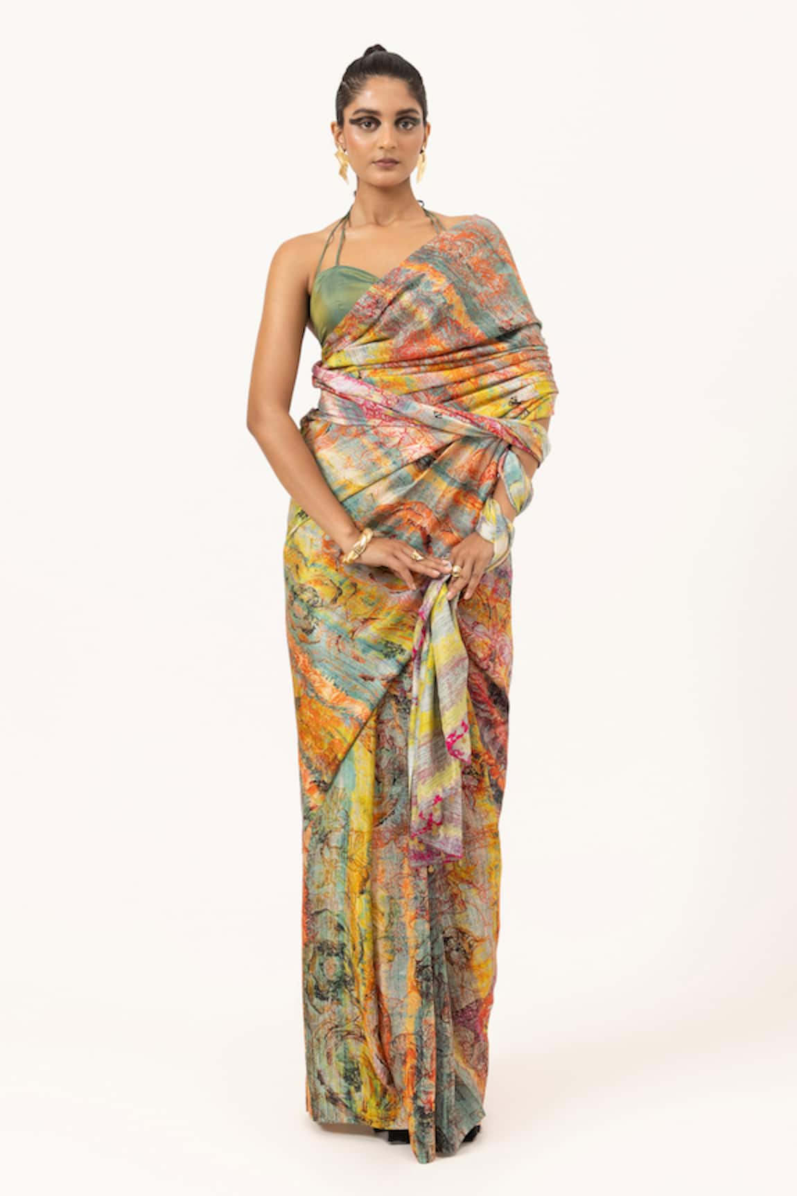 Unallume By Nisha Verdant Symphony Silk Saree 