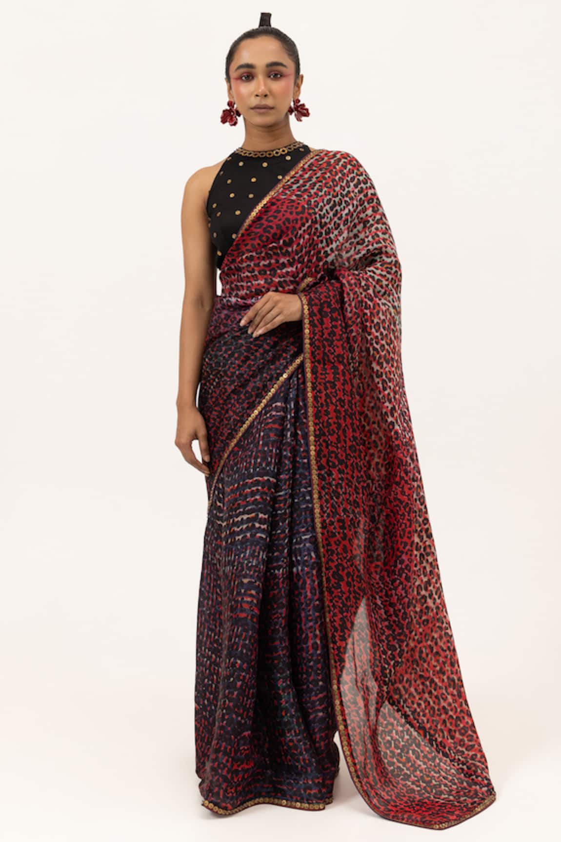 Unallume By Nisha Leopard Luxe Silk Saree Set 