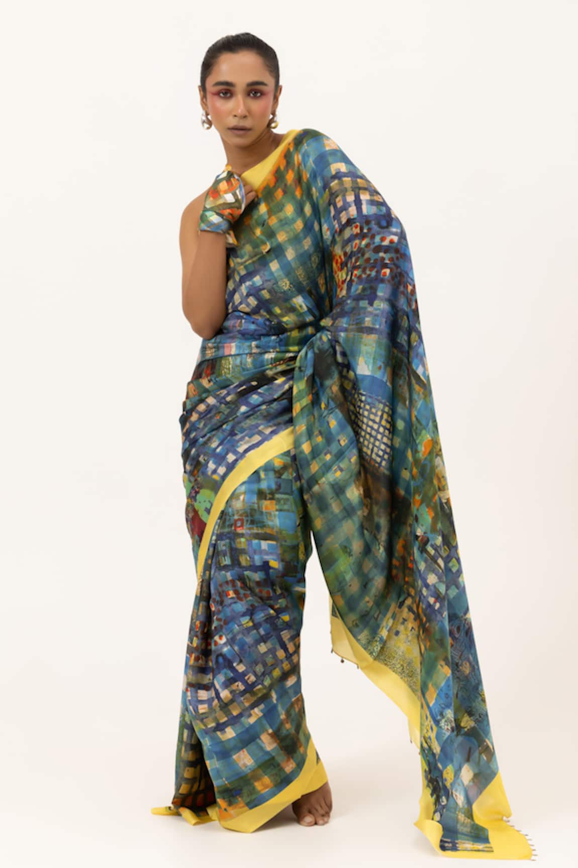Unallume By Nisha Block & Blend Silk Saree 
