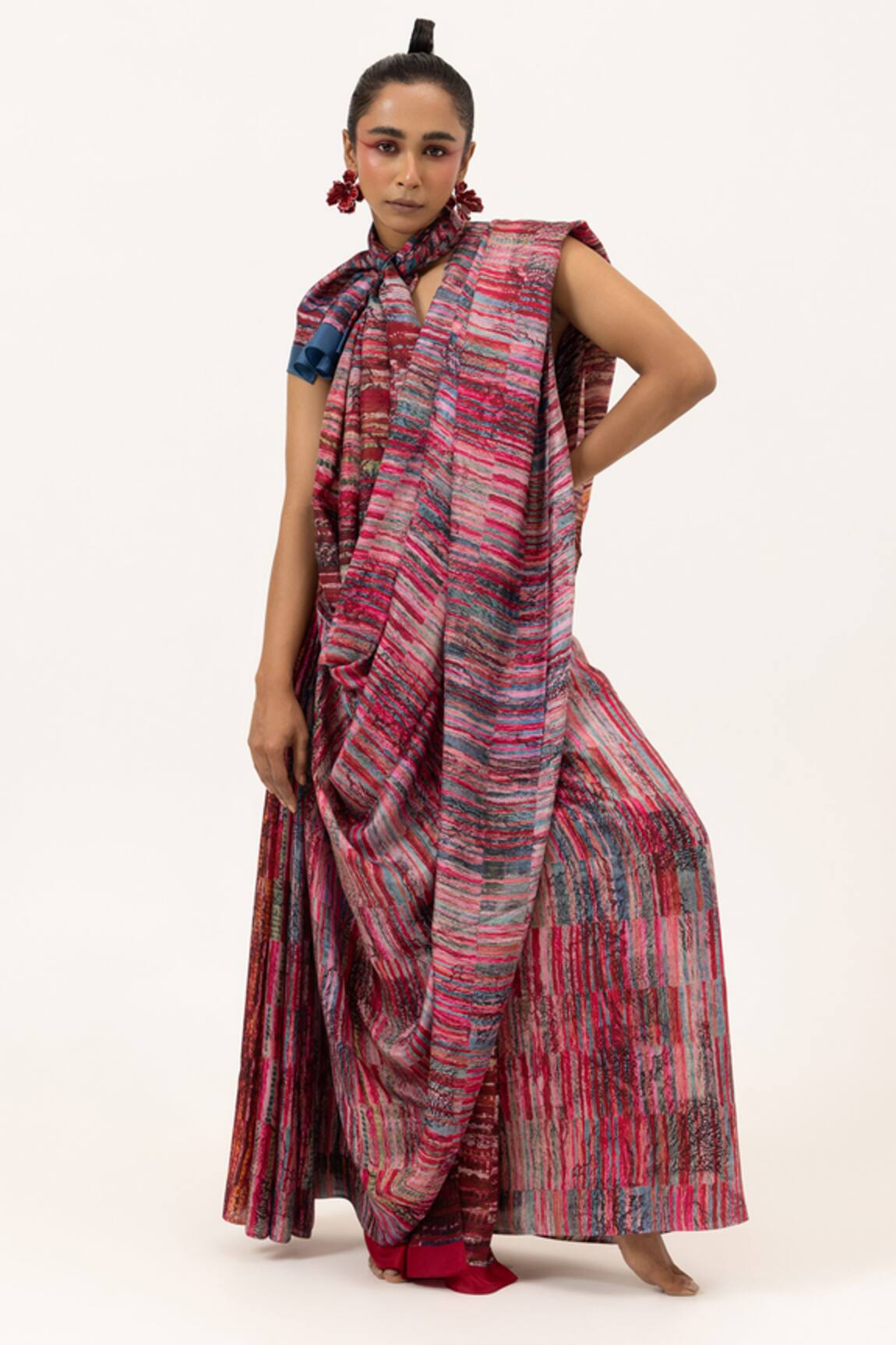 Unallume By Nisha Crimson Tide Silk Saree Set 