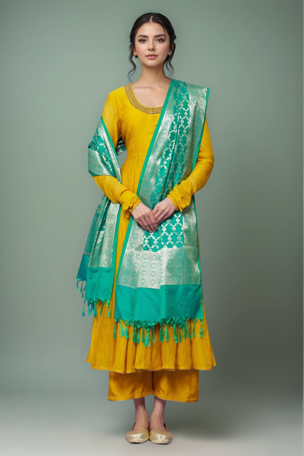 Naintara Bajaj Botanical Woven Banarasi Art Silk Dupatta