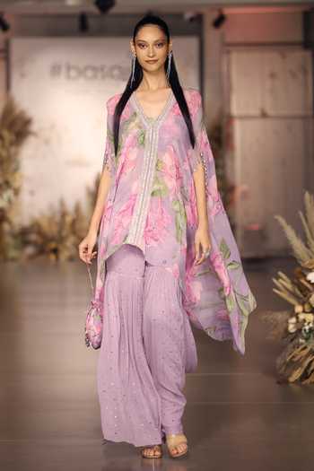 Basanti Kapde aur Koffee Lilac Sequined Kaftan Set 