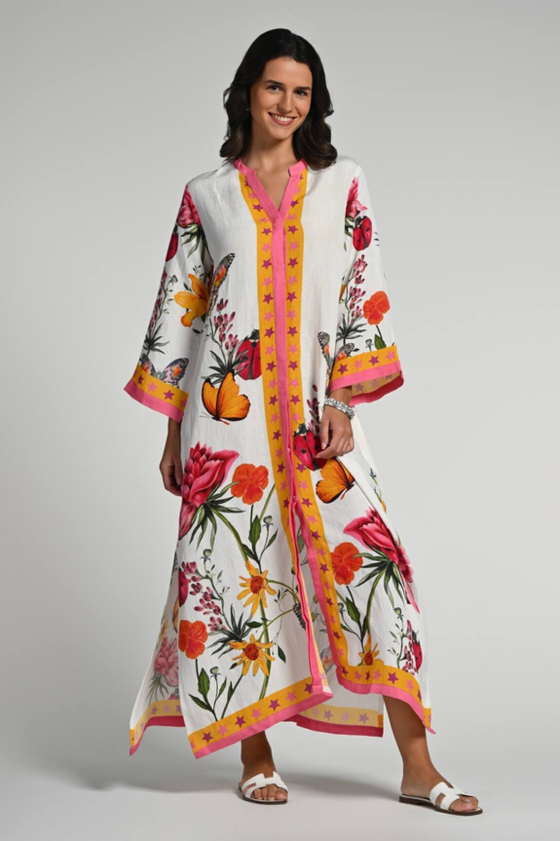 Taroob Fleur de Rove Linen Kaftan 