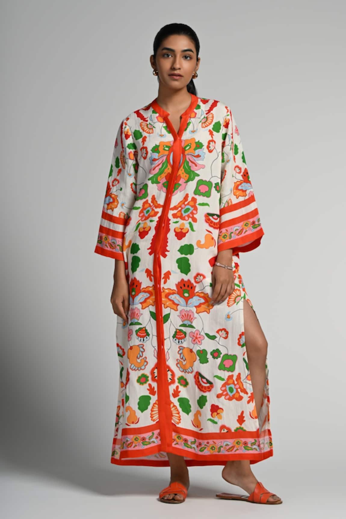 Taroob Floral Utopia Linen Kaftan 