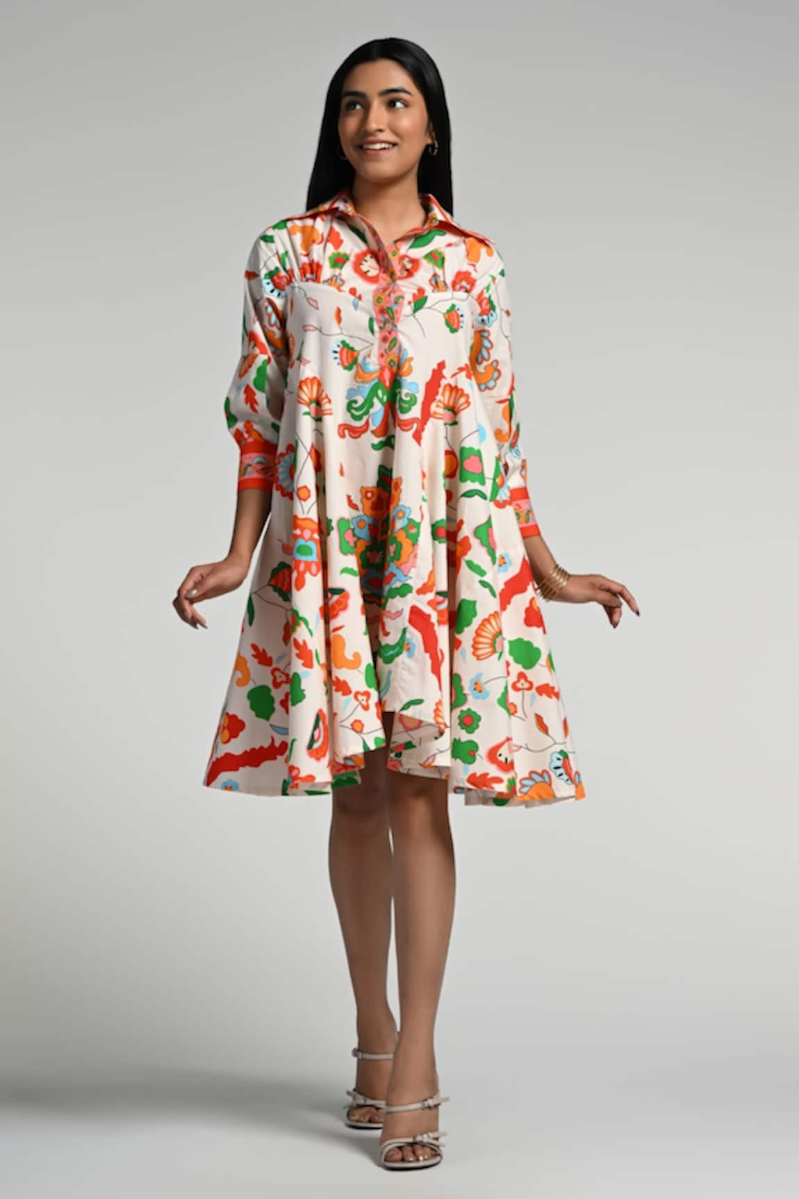 Taroob Floral Utopia Cotton Midi Dress 