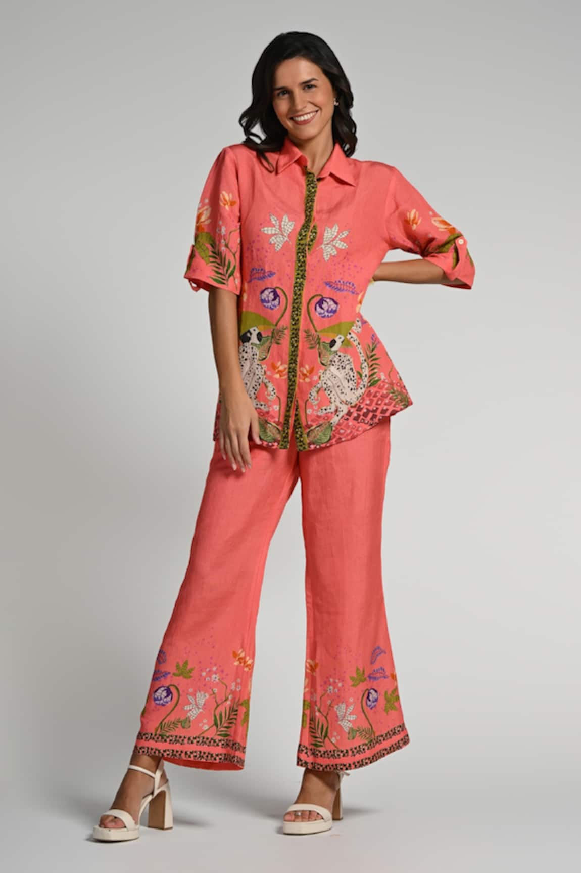 Taroob Monkey Pop Linen Coord Set 