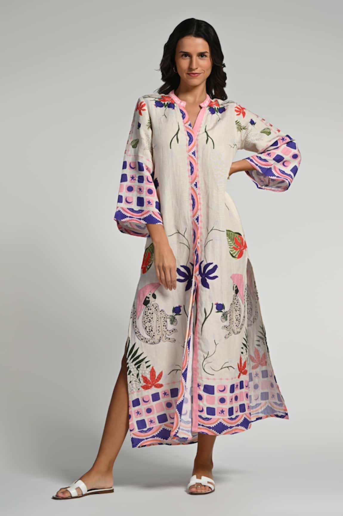 Taroob Monkey Pop Linen Kaftan 