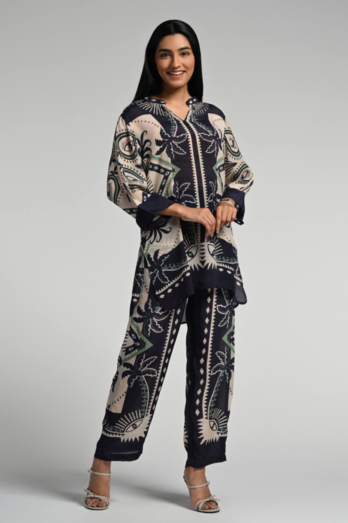 Taroob Geo Palms Tunic Set 