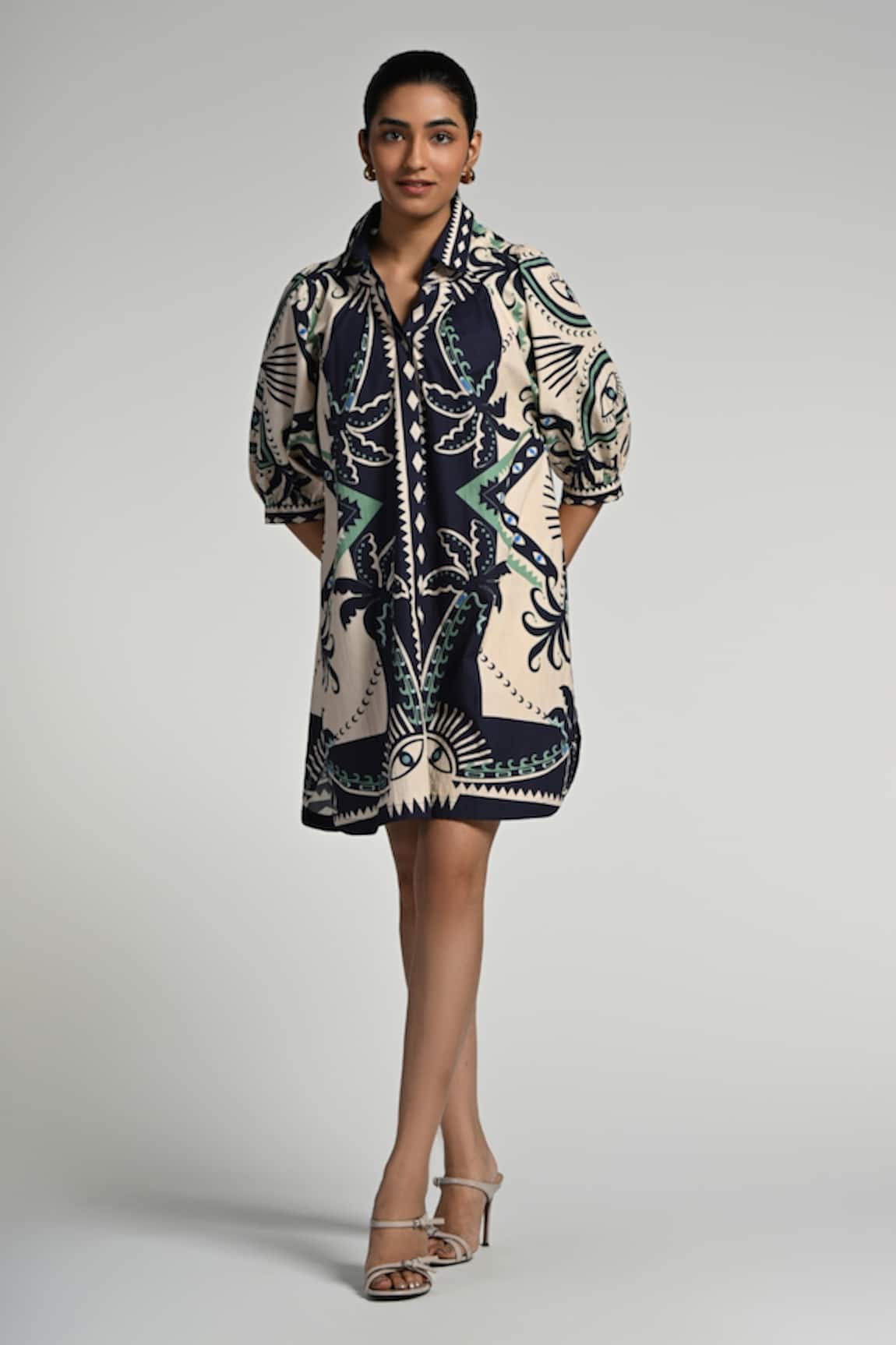 Taroob Geo Palms Cotton Dress 
