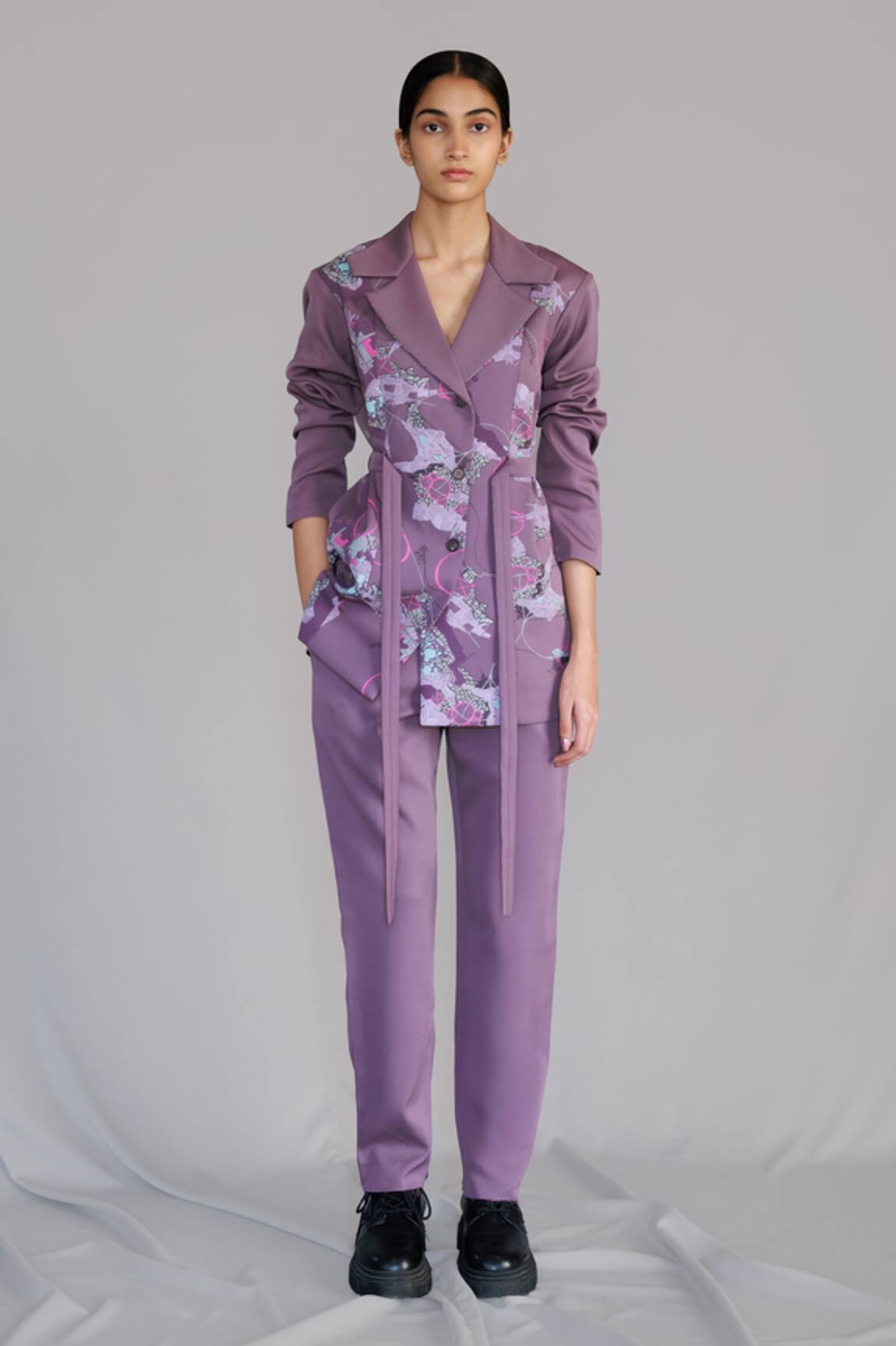 Anurag Gupta Mauve Map Coat Set