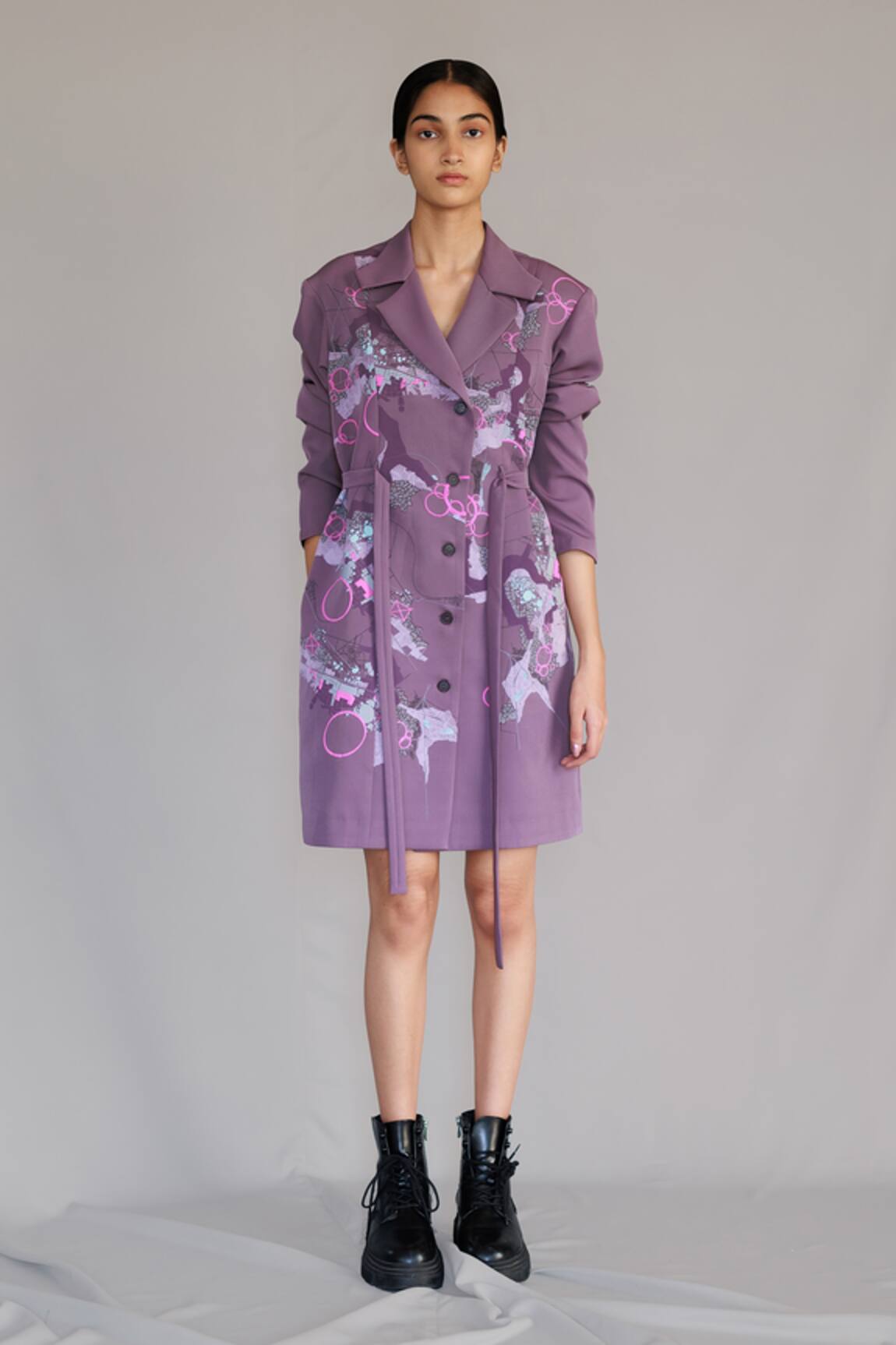 Anurag Gupta Mauve Map Coat Dress