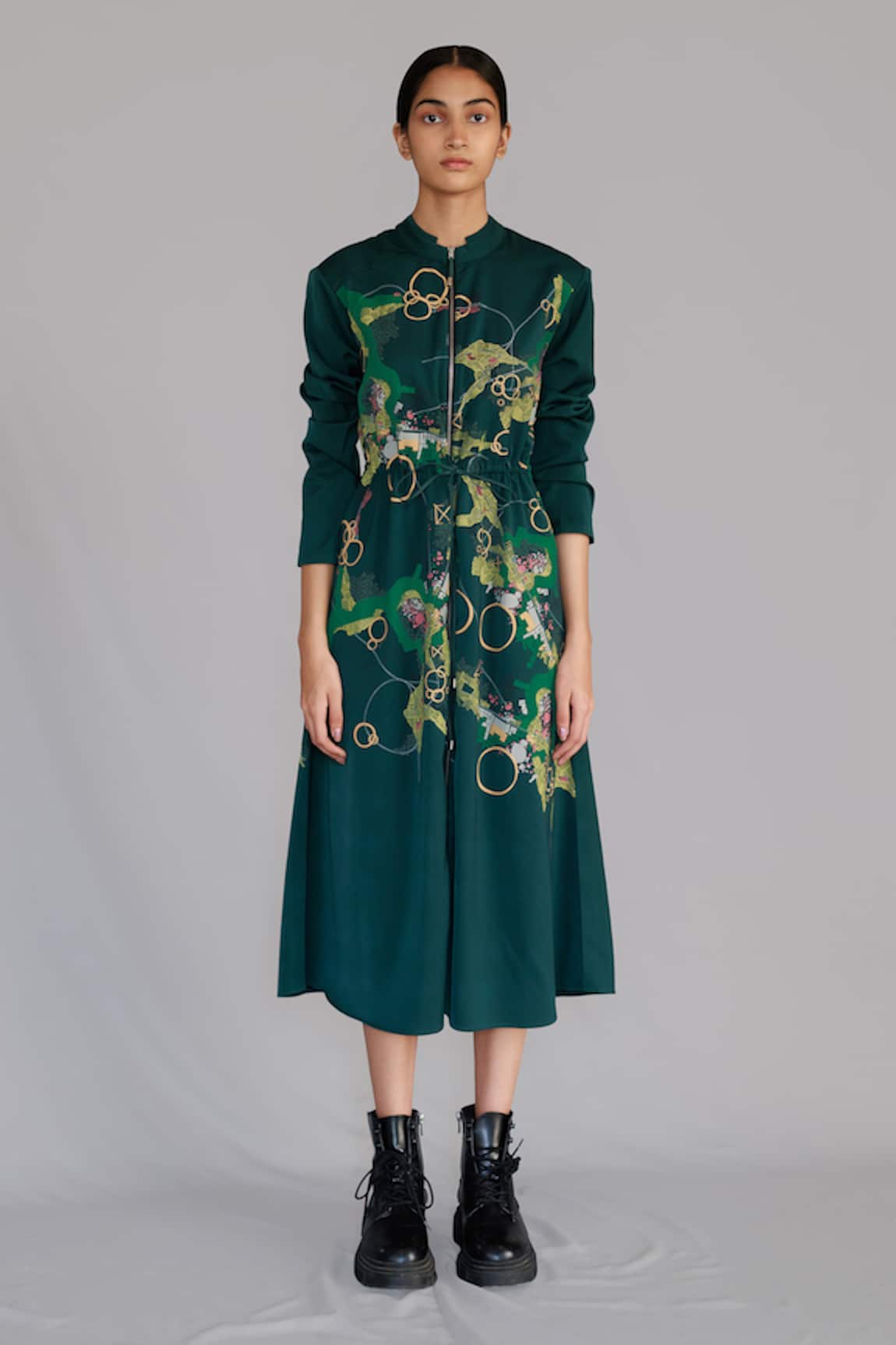 Anurag Gupta Map Print Green Long Dress 