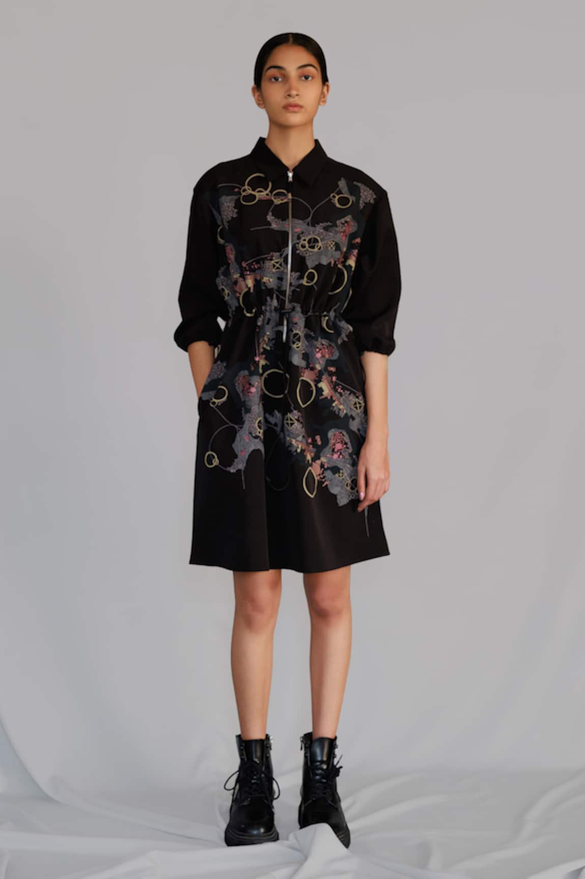 Anurag Gupta Black Map Short Dress
