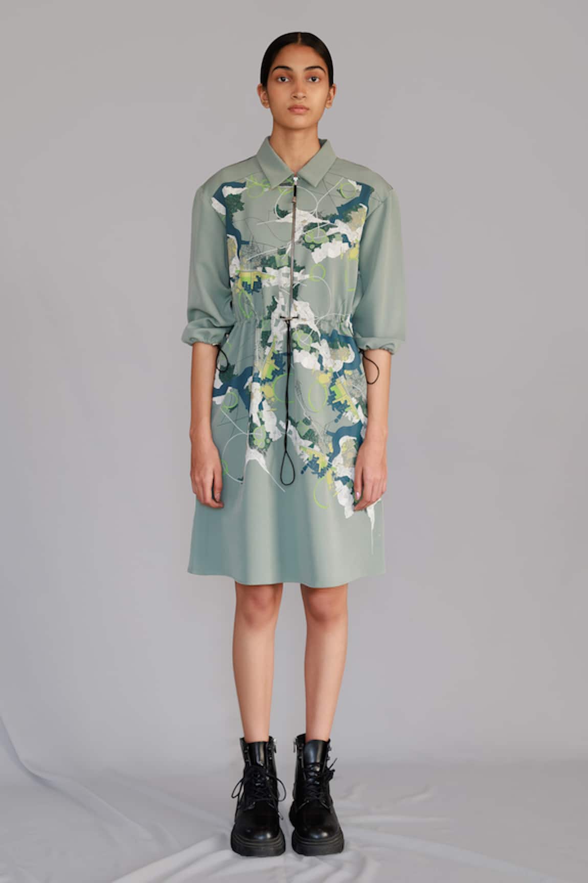 Anurag Gupta Grey Map Short Dress 