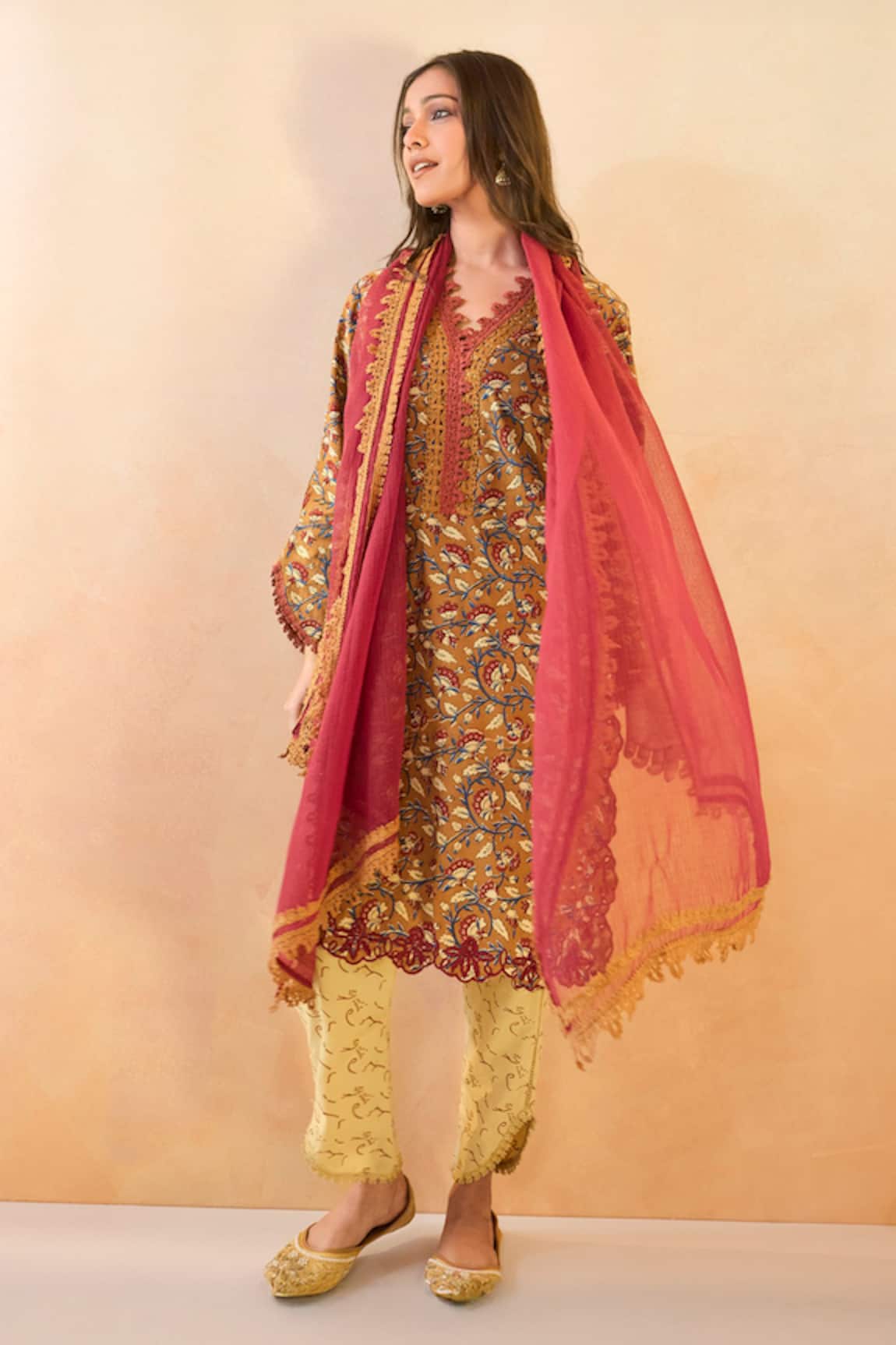 Nero India Brown Mul Chanderi Dupatta 