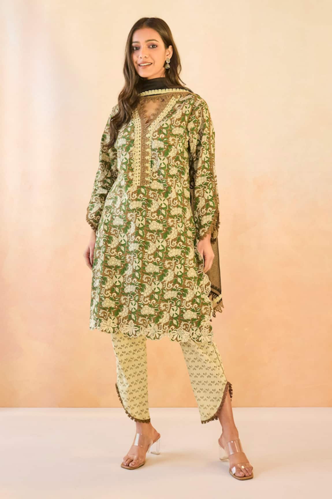 Nero India Black Mul Chanderi Dupatta 