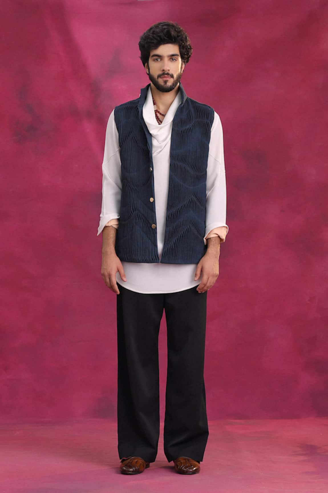 Jatin Malik Midnight Blue Ripple Set 