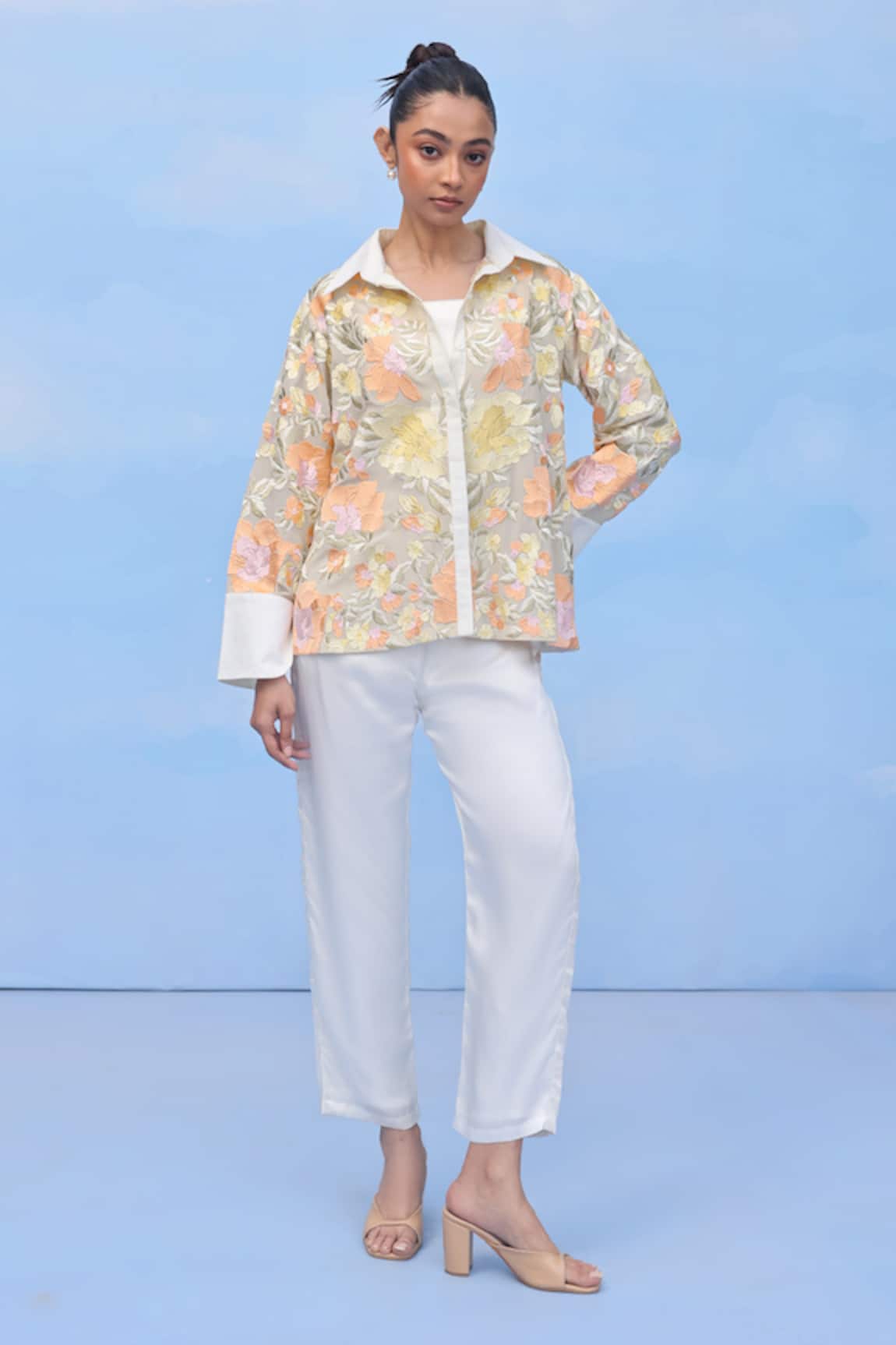 COUCHÉ BY ANANDINI Garden Glory Floral Silk Crepe Shirt 