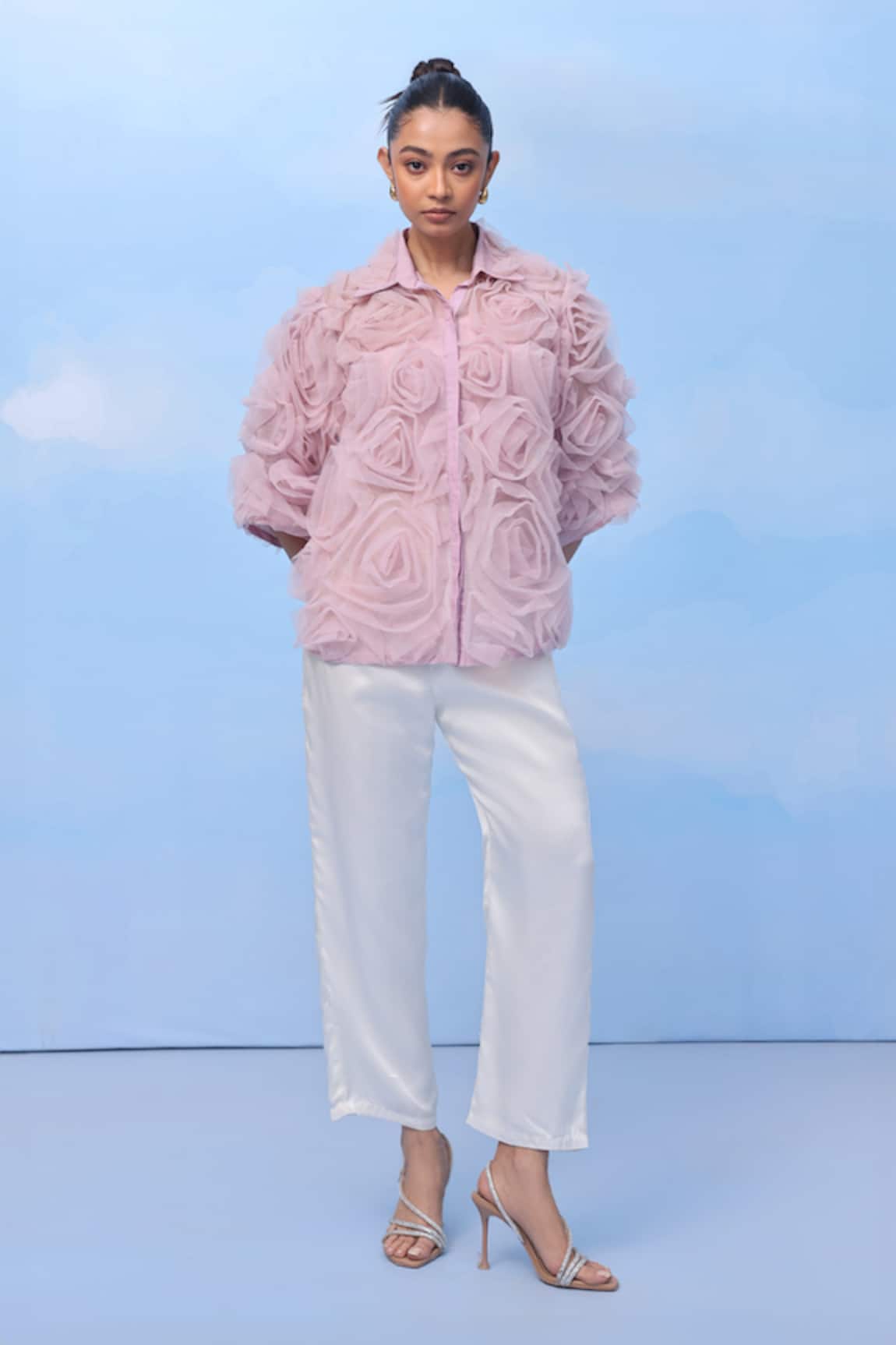 COUCHÉ BY ANANDINI Twisted Rose Silk Organza Shirt 