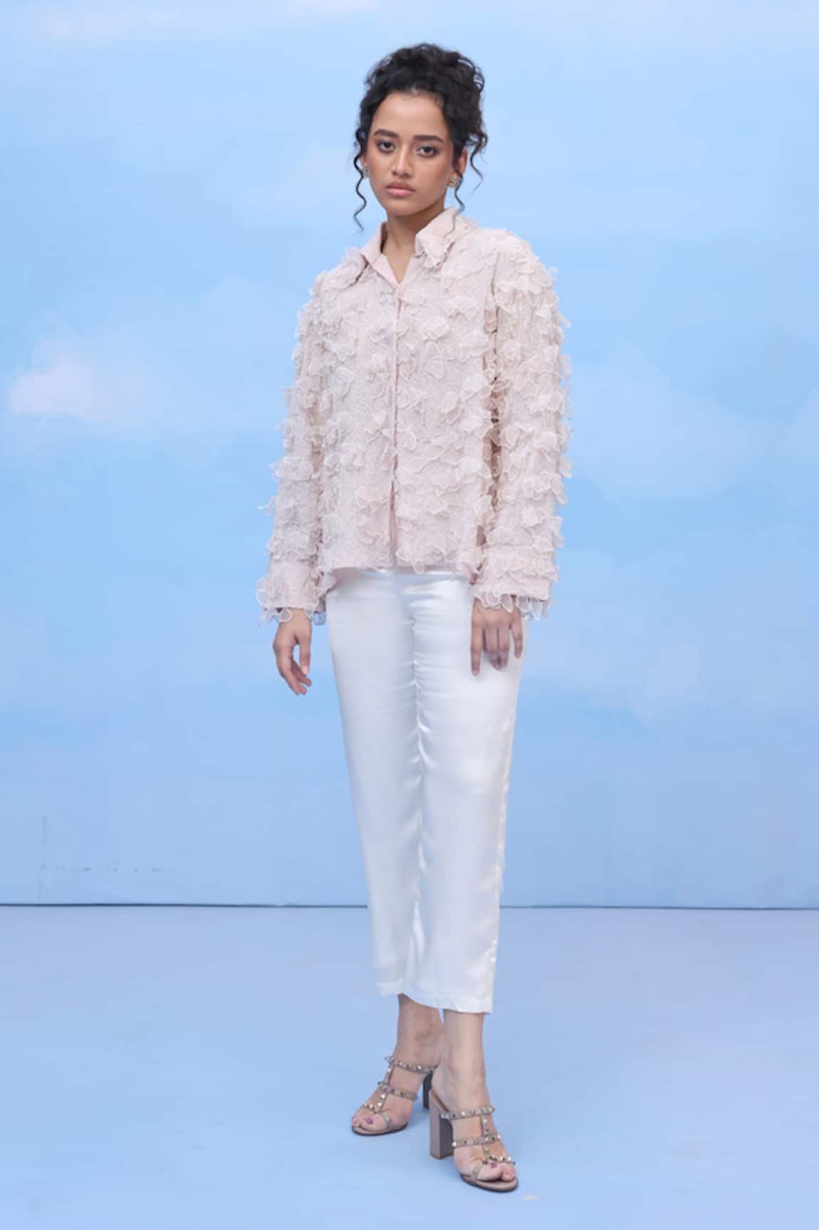 COUCHÉ BY ANANDINI 3D Blush Petal Silk Crepe Shirt 