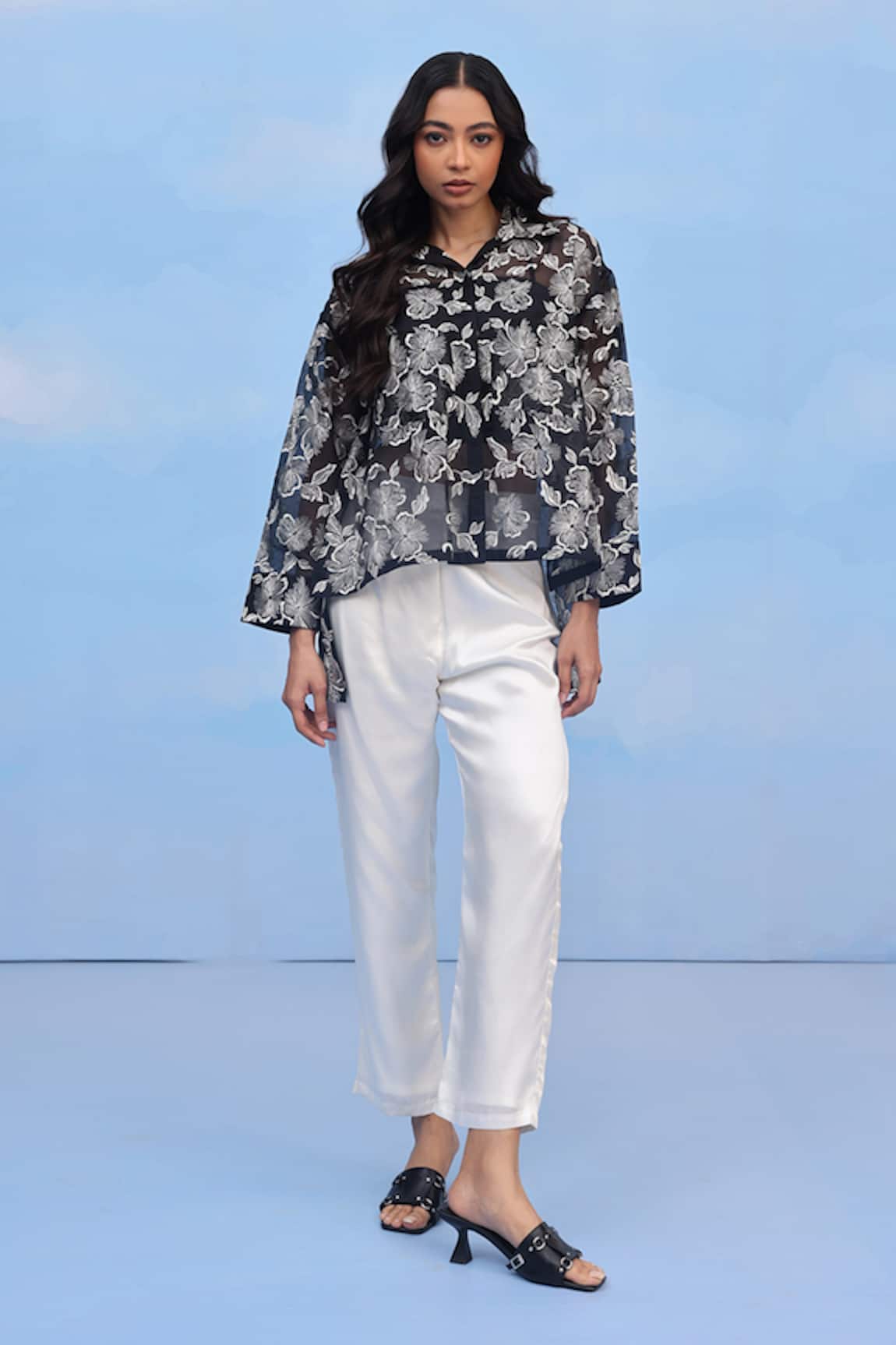 COUCHÉ BY ANANDINI Hibiscus Motif Silk Organza Shirt 