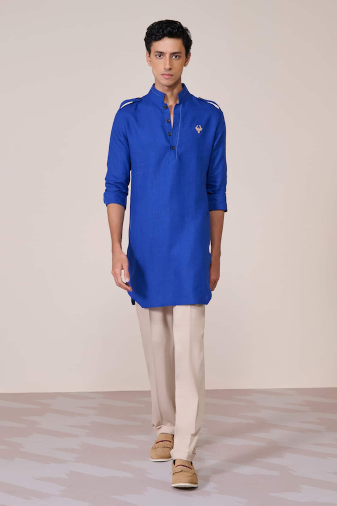 S&N By Shantnu Nikhil Racer Blue Slim Fit Kurta 