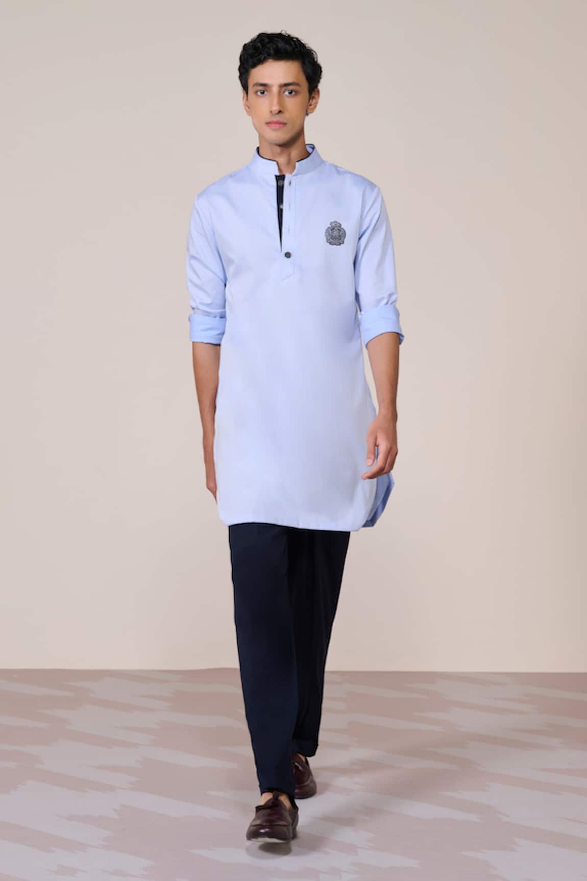 S&N By Shantnu Nikhil Light Blue Slim Fit Kurta 