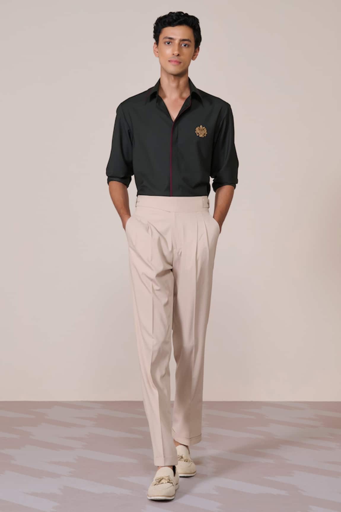 S&N By Shantnu Nikhil Military Green Slim Fit Designer Shirt 
