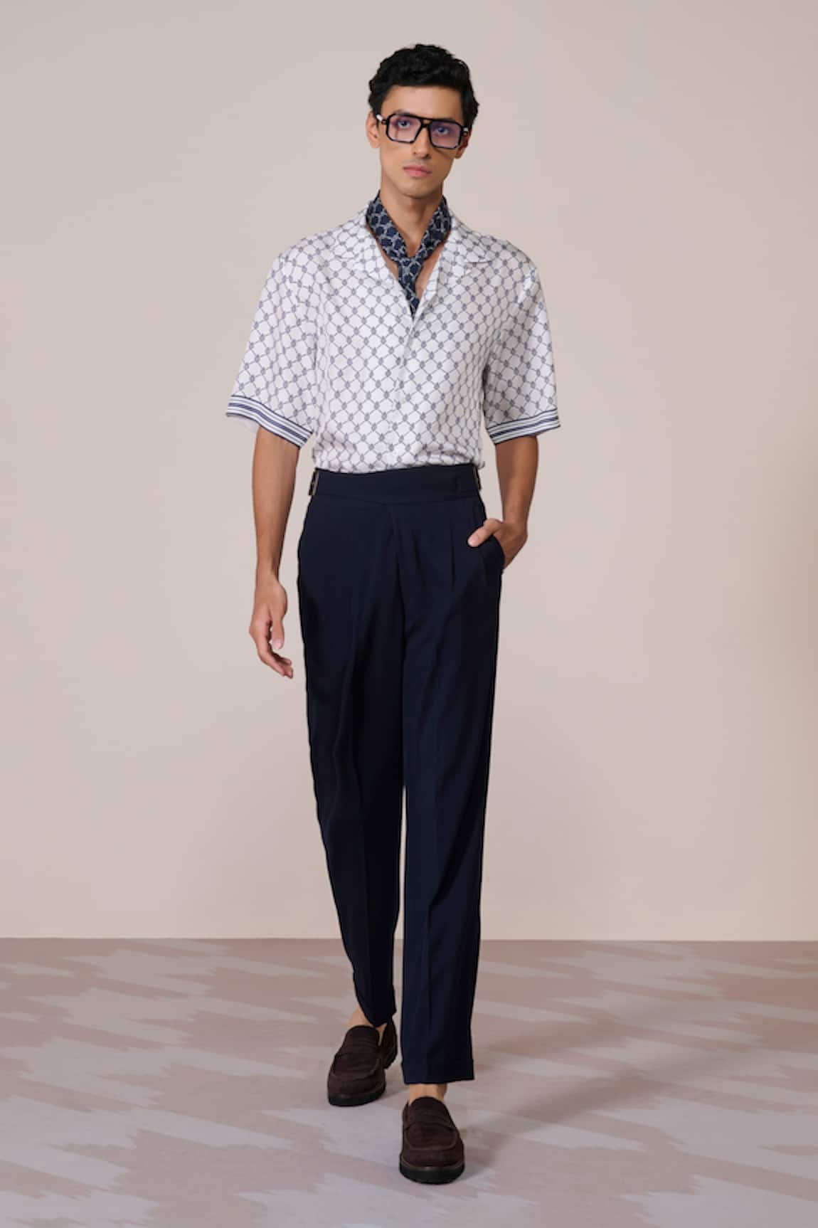 S&N By Shantnu Nikhil Adamas Print Silk Twill Shirt 