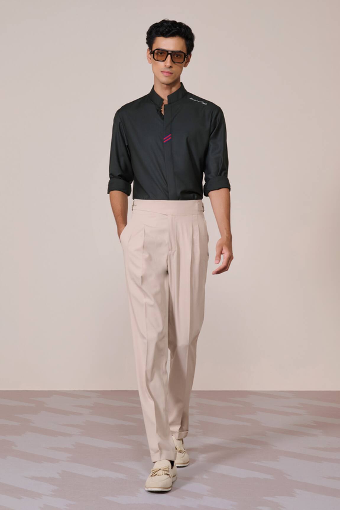 S&N By Shantnu Nikhil Military Green Slim Fit Designer Shirt 
