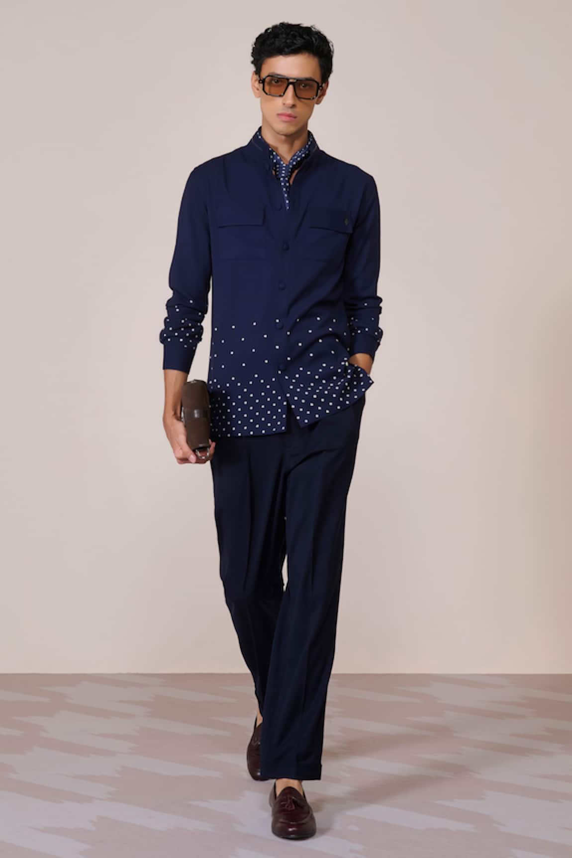 S&N By Shantnu Nikhil Navy Designer Slim Fit Shirt 