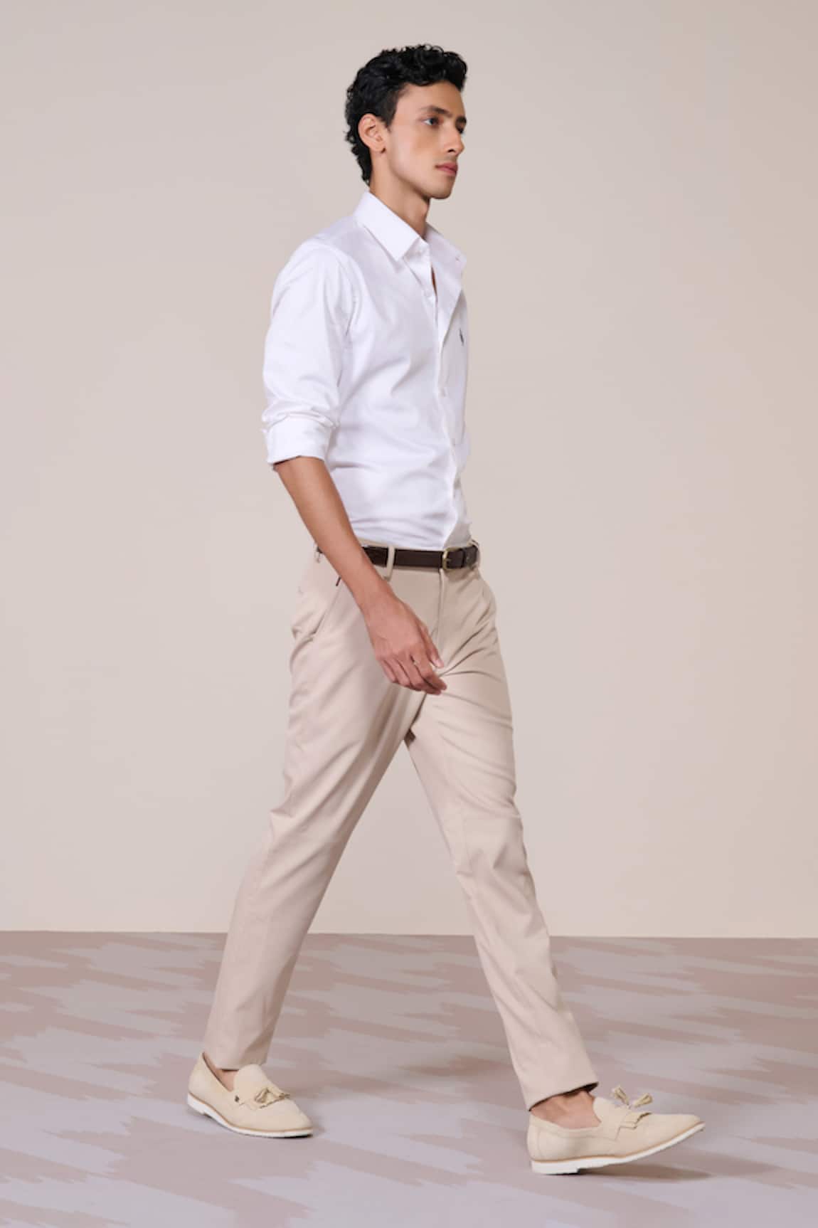S&N By Shantnu Nikhil Slim Fit Ecru Trouser 