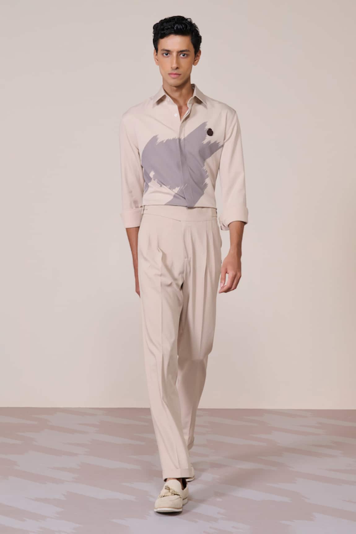 S&N By Shantnu Nikhil Ecru Slim Fit Trouser 