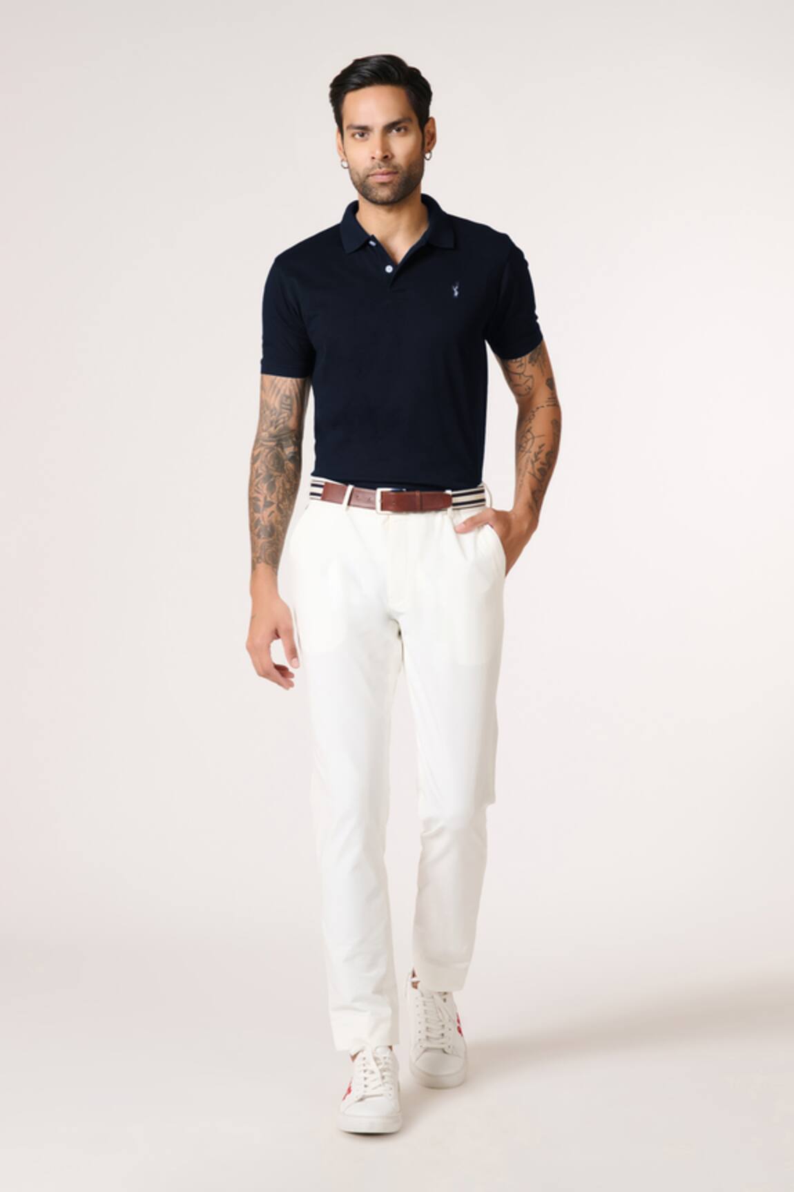 S&N By Shantnu Nikhil Navy Slim Fit Designer T-Shirt 