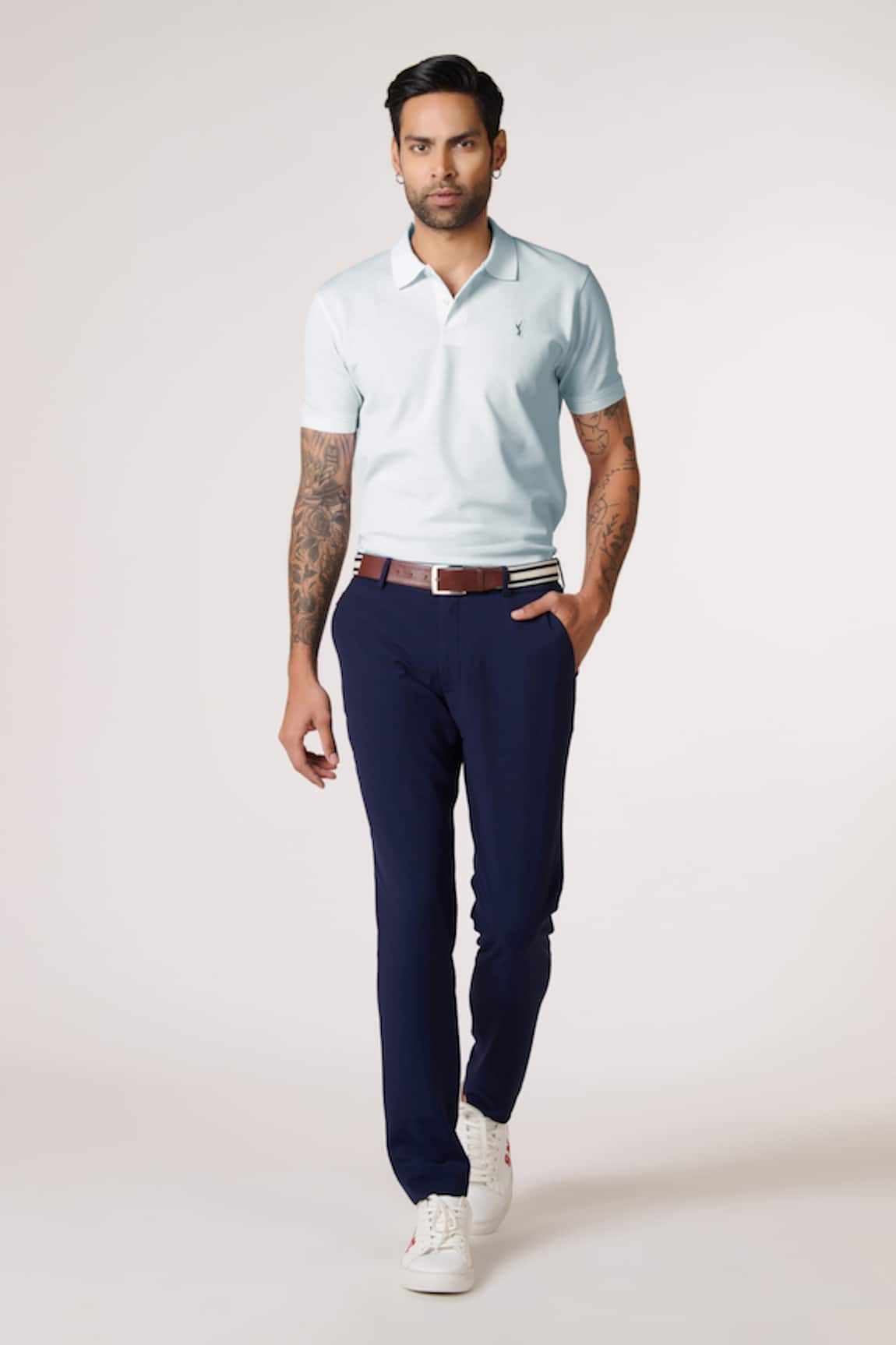 S&N By Shantnu Nikhil Light Blue Slim Fit Designer T-Shirt 