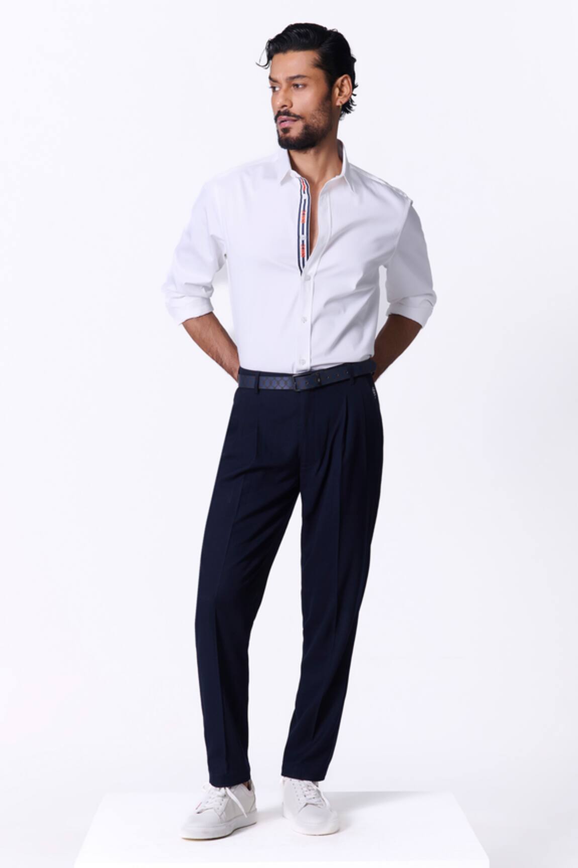 S&N By Shantnu Nikhil White Slim Fit Designer Shirt 