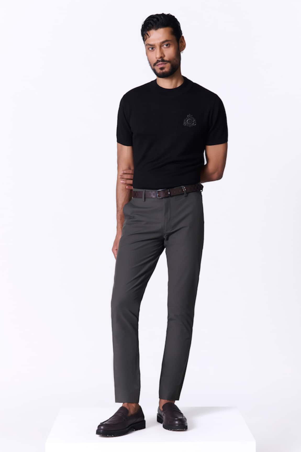 S&N By Shantnu Nikhil Olive Slim Fit Trouser 