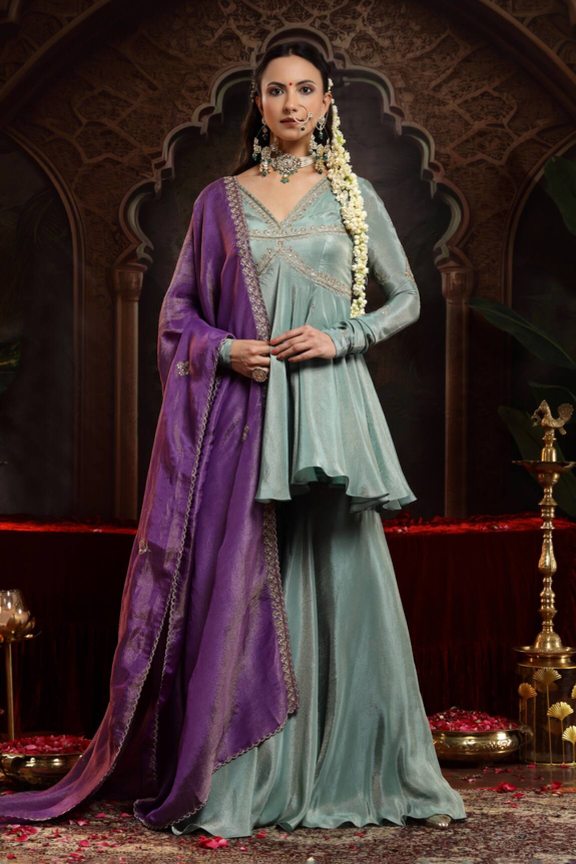 Miku Kumar Sea Green Neer Sharara Set 