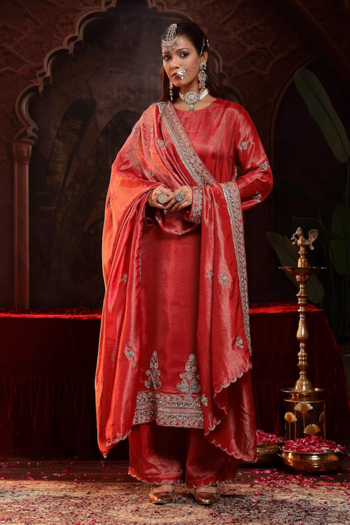 Miku Kumar Prisha Red Suit Set 