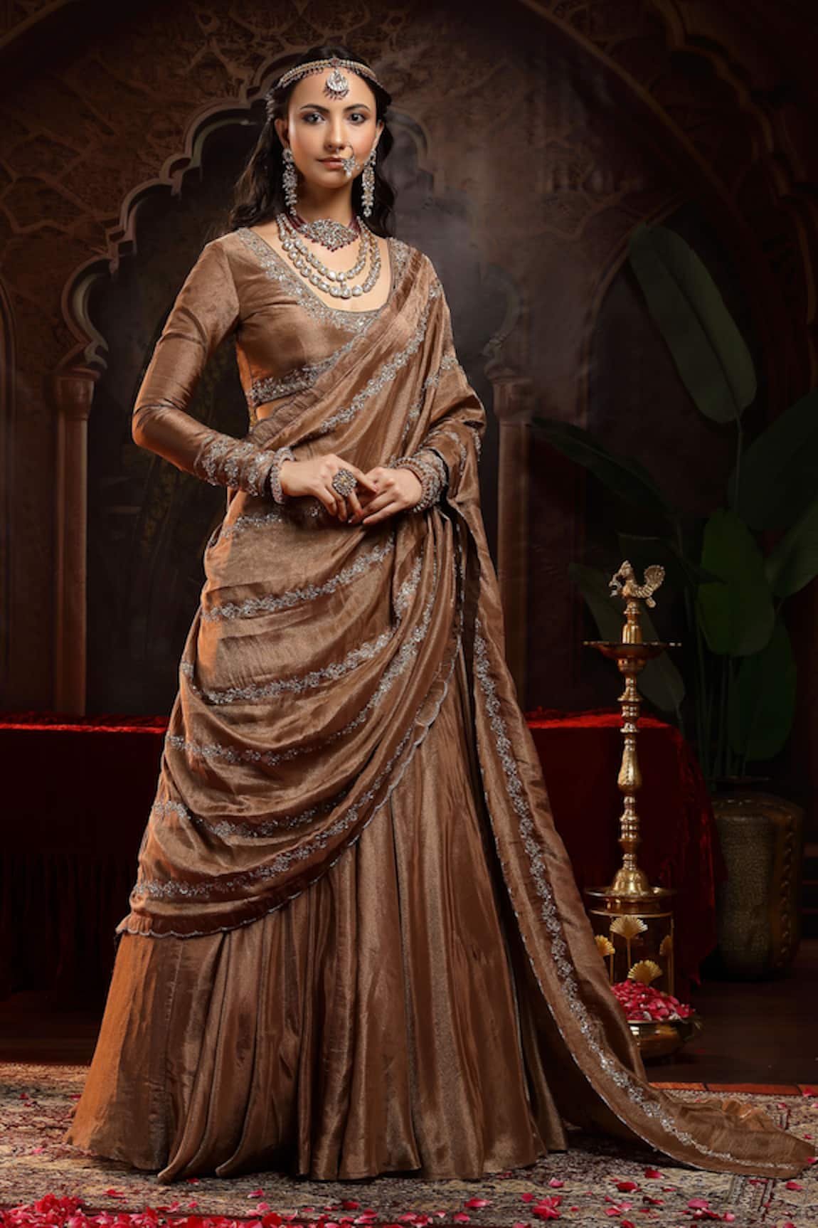 Miku Kumar Amara Copper Brown Lehenga Set 