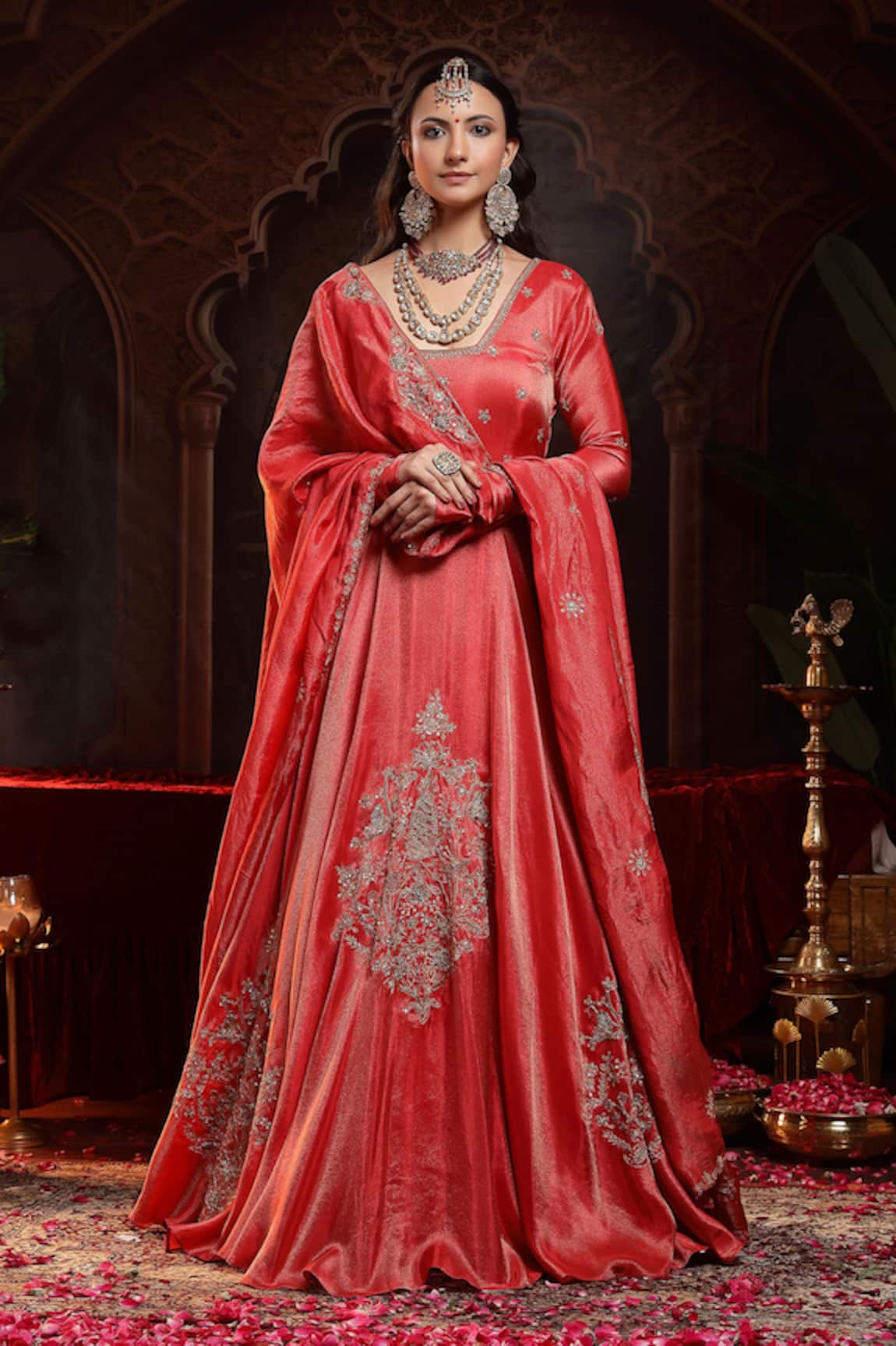 Miku Kumar Shanaya Red Anarkali Set 