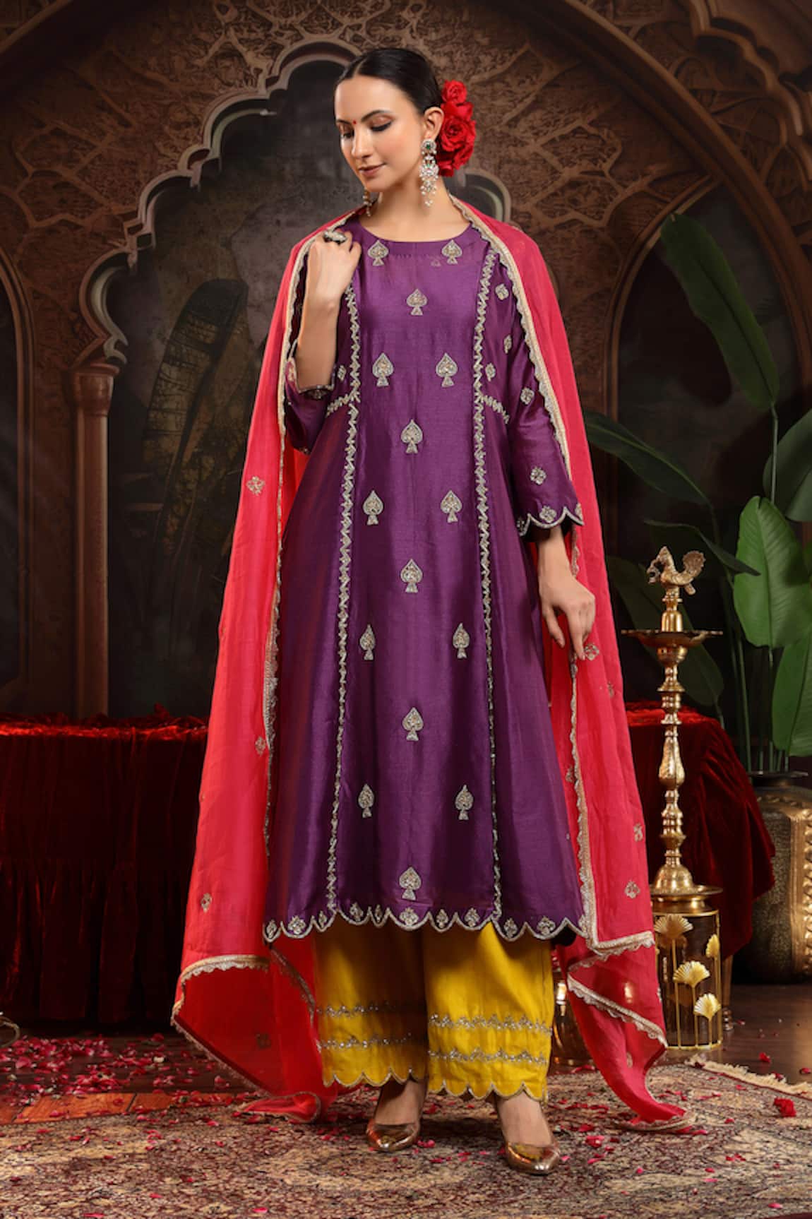 Miku Kumar Purple Hand Embroidered Suit Set 