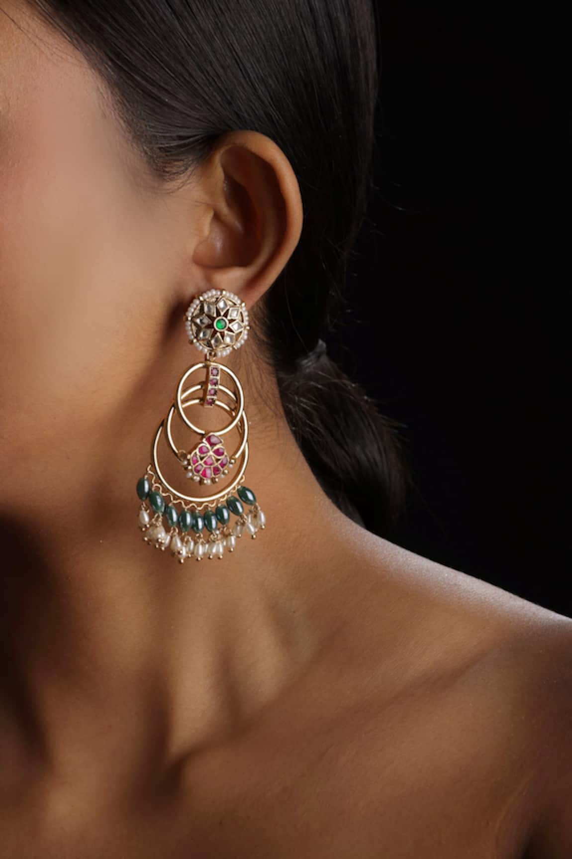 The Bling Girll Golden Designer Earrings with Stones 