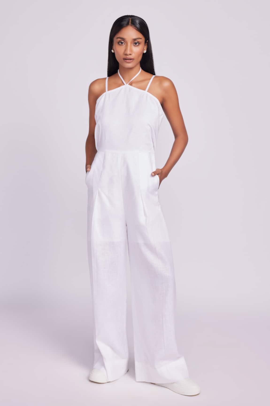 Dev And Viv White Halter Neck Jumpsuit 