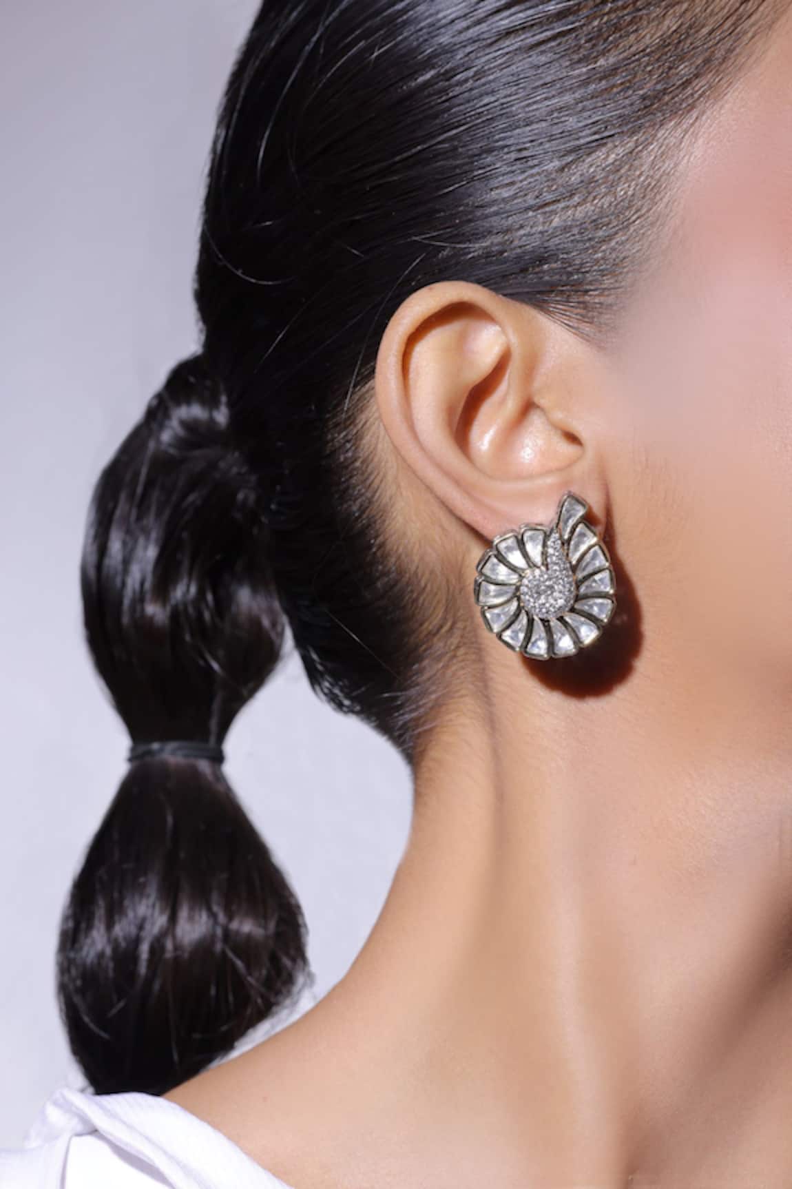 The Bling Girll Designer White Stud Earrings 