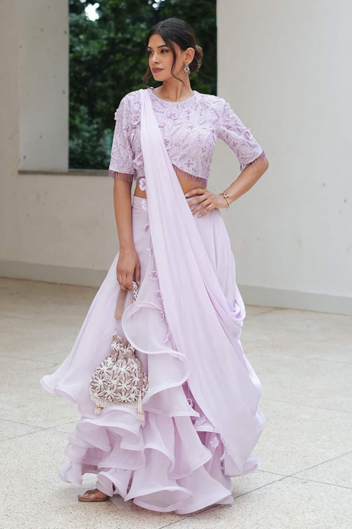 Pooja Bagaria Lavender Whimsical Lehenga Set 
